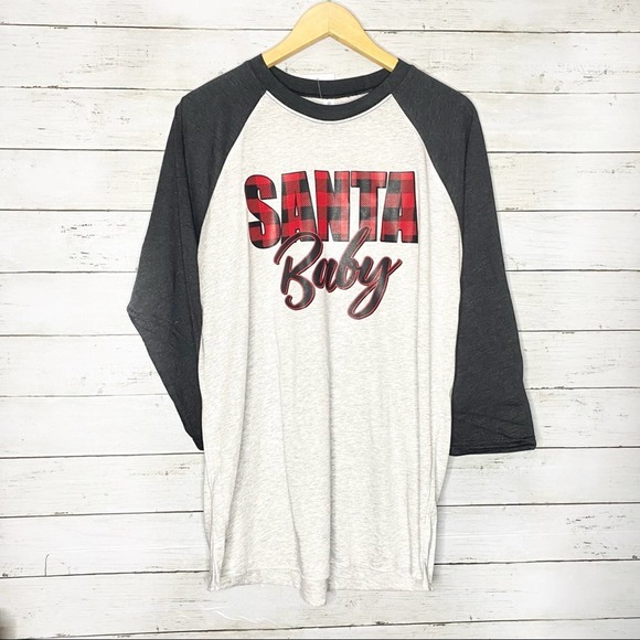 Santa Baby 3/4 Sleeve Baseball Tee Large - Picture 6 of 8